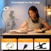 tClip-On Gooseneck Desk Lamp with LED Ring Light in Black