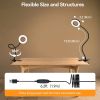 tClip-On Gooseneck Desk Lamp with LED Ring Light in Black