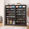 8-Shelf Shoe Rack Storage Cabinet Closet Shelving Unit in Black Wood Finish