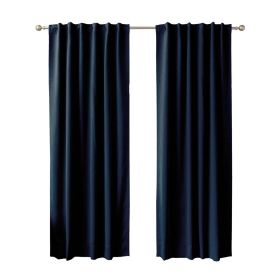 i52 x 108 inch Solid Navy Blue Thermal Blackout Curtain Panels - Set of 2