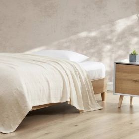Twin size Cream Bone Lightweight 100-Percent Cotton Blanket - Machine Washable