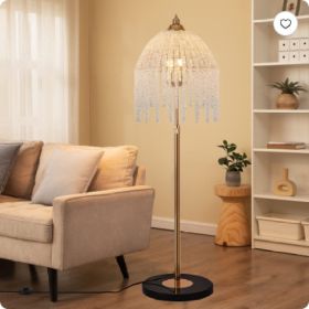 3-Light Elegant Crystal Floor Lamp Vintage Waterfall Design With Cascading Crystal (Option: Gold)
