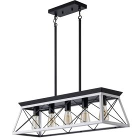 5 Lamps Farmhouse Chandelier Dining Room White (Option: White and black)