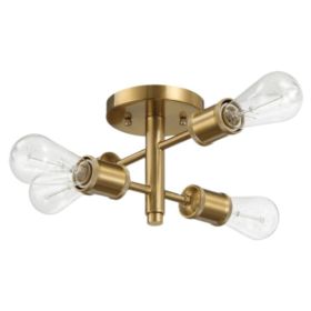 Four Lights Semi Flush Mount Ceiling Pendant (Option: Antique Brass)