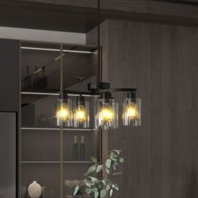 6-Light Modern Farmhouse Black Chandelier (Option: Black)